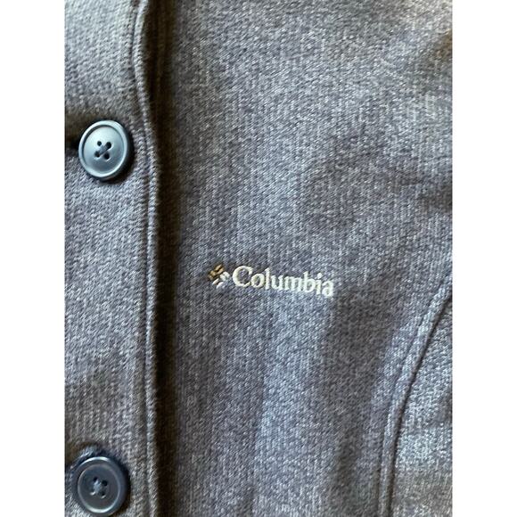 Columbia Women’s XS Fleece Button Jacket Charcoal Gray High Neck Cotton Blend - Picture 3 of 12